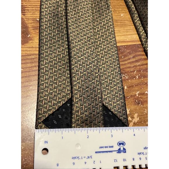 Woodward Men's Necktie Tie Silk VTG Metallic Silver Geometric Wide Made in USA - Picture 4 of 6